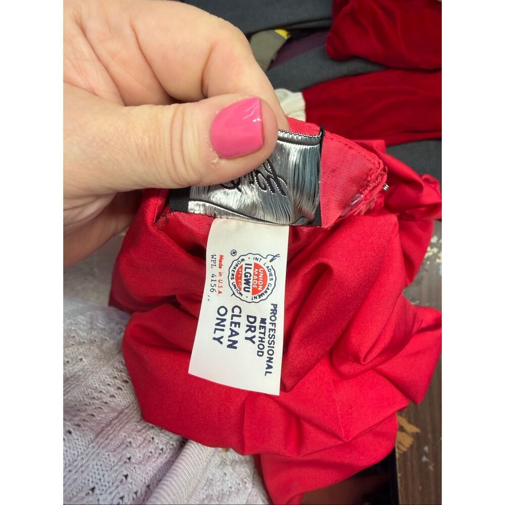Darcy Vintage 80’s Red Dress Women’s Size Medium Prom Special Occasion Puffed Ru - Picture 7 of 11